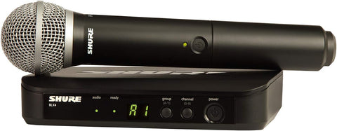 Shure BLX24/PG58 UHF Wireless Microphone System - Perfect for Church, Karaoke, Vocals - 14-Hour Battery Life, 300 ft Range | Includes PG58 Handheld Vocal Mic, Single Channel Receiver | J11 Band (Open Box)