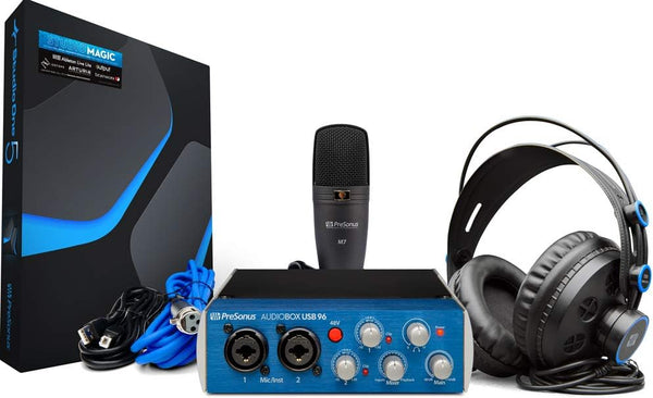 PreSonus AudioBox 96 Studio USB 2.0 Recording Bundle with Interface, Headphones, Microphone and Studio One software (Open Box)