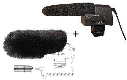 Sennheiser MKE 400 Video Camera Shotgun Microphone + Sennheiser MZW400 Wind-muff and XLR Adapter Kit