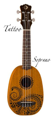 Luna Ukulele Tattoo Soprano with gigbag, UKE TATTOO (Refurb)