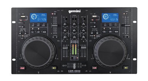 Gemini CDM-4000 2 Channel Dual MP3/CD/USD mixer console, touch-sensitive jog wheels, USB Inputs, scratch effect, AUX inputs (Refurb)