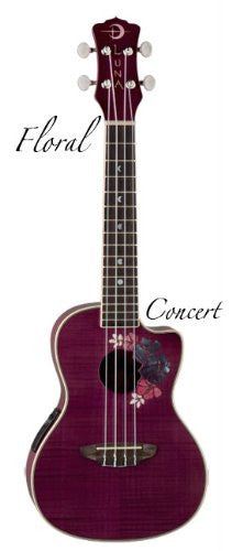 Luna Ukulele Floral Concert with preamp, UKE FLO