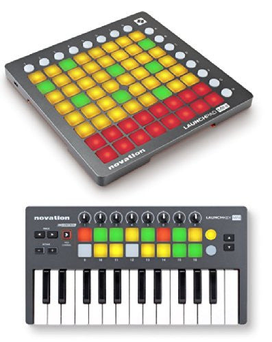 Novation Launchkey Mini AND Launchpad Mini Bundle Compact Instrument USB MIDI Controller Keyboard for Performing and Producing Music for iPad, Mac and PC Bundle