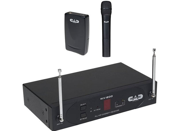 CAD WX1220: VHF Wireless Combo System - Handheld and Bodypack (Includes WXGTR, WXHW and WXLAV) (Refurb)